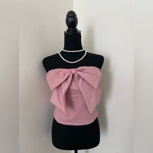 NWOT Mauve Pink Strapless Top With Bow